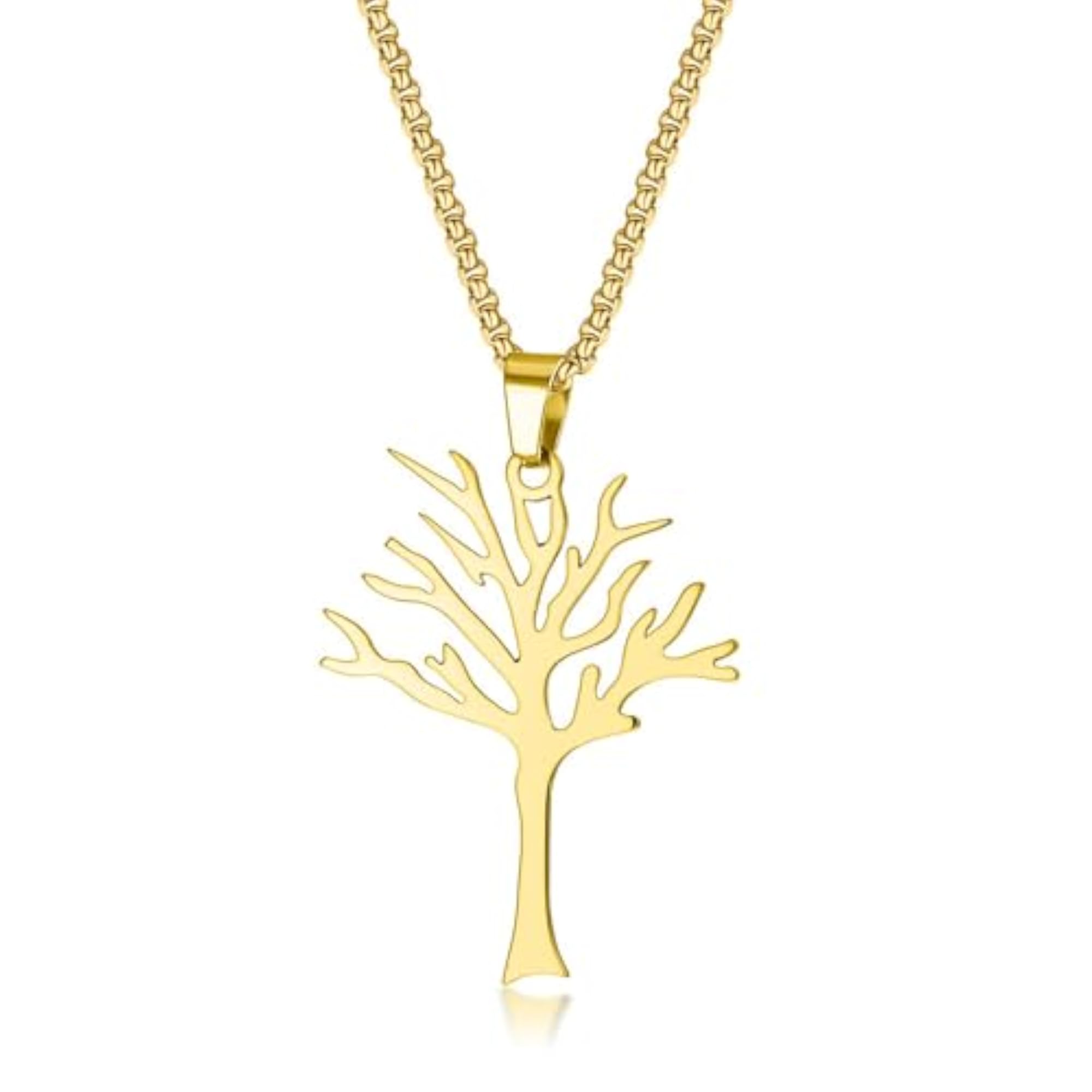 Women's Personalized Life Tree Pendant Necklace with Custom Lettering