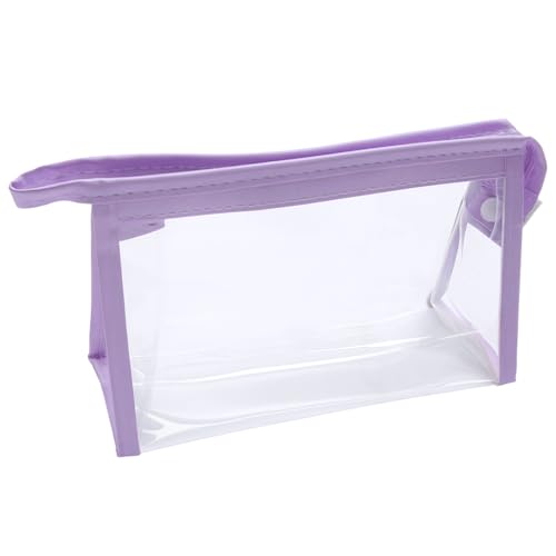 Necessaire Transparente com Zíper, Bolsa Organizadora de Maquiagem e Cosméticos (Roxo)