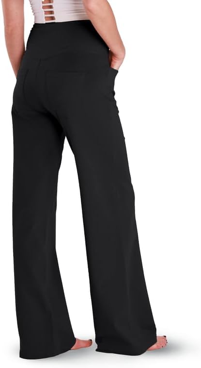 Houmous Wide Leg Pants Women Cotton Yoga Pants High Waist Loose Lounge Stretch Trousers with Pockets - Image 3