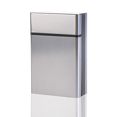 NUOLUX Étui à cigarettes en Aluminium léger Cigarette argent Boîte cigare housse (gris)