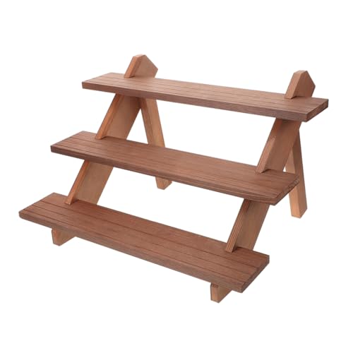 Happyyami Espositore per Gioielli Vassoio per Vaso da Fiori a Porta Piante da Tavolo Supporto per Piante a 3 Livelli Rastrelliera Portavasi Supporto da Tavolo per Piante Brown di Legno