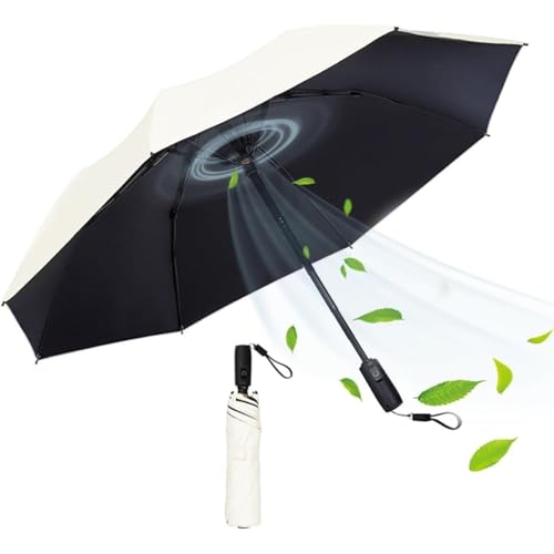 扇風機付き折りたたみ式晴雨兼用傘 USB充電式 UVカット99% 8本骨高強度グラスファイバー 耐風撥水 おしゃれ 紫外線対策 熱中症対策 通勤通学スポーツ観戦長時間外出 男女兼用