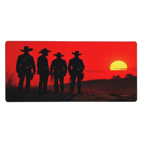 Tapis de souris de jeu XXL au motif cowboy rétro avec bords cousus et base antidérapante