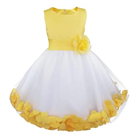 Nimiya Toddler Kids Princess Flower Girl Dress Occasion Dresses Tulle Evening Wedding Pageant Dress Yellow 2 Years Cover