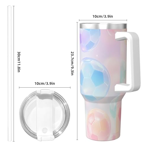 Vaso aislado de fútbol iridiscente de 40oz con tapa y popote para una máxima hidratación 6