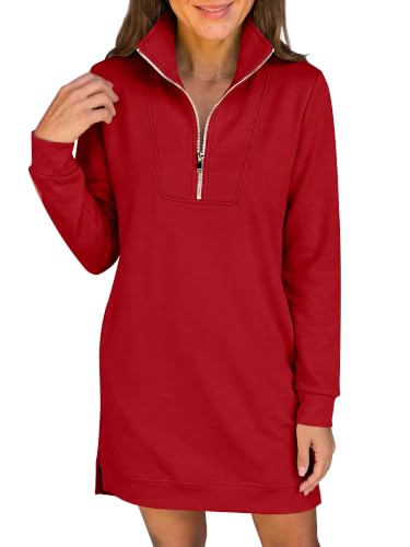 Image of ANRABESS Womens Long Sleeve Half Zip Mini Dress