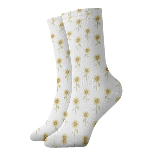 VCzsdff Calcetines de felpa florales pintados a mano con girasoles para casa y oficina, calcetines antideslizantes para comodidad en interiores