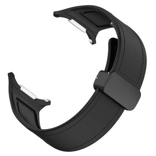 Image of YODI Watch Band Compatible with Samsung Galaxy Watch 7 Ultra Band 47mm Smartwatch, Soft Classic Strap Bands Genuine Hybrid Leather For Men Women (Black)
