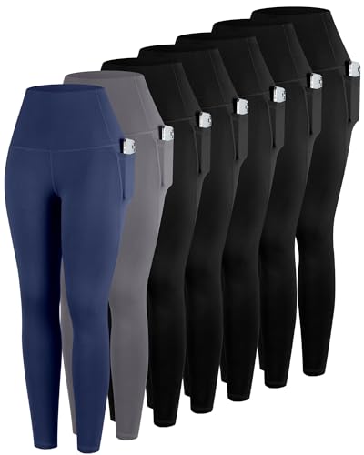 Image of ATHVOTAR Leggings with Pockets for Women, 7 Packs High Waisted Workout Tummy Control Yoga Pants