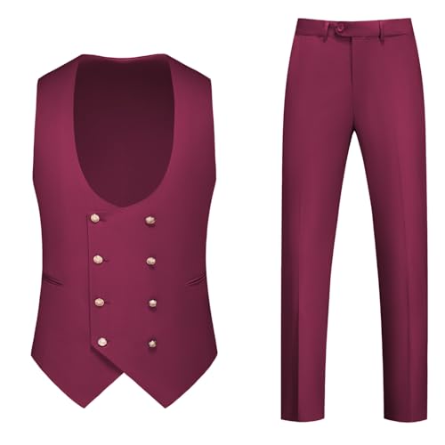 Men's Slim Fit 3 Piece Tuxedo Suit Set Elegant Solid Color Outfit for Weddings and Proms Jacket Vest and Pants3