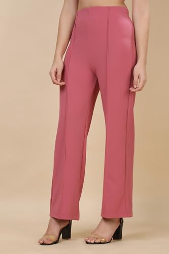 Image of Women's Polycotton Comfort Fit Straight Trousers - Lightweight, Flexible & Skin-Friendly Pants for Work, Travel & Casual Style