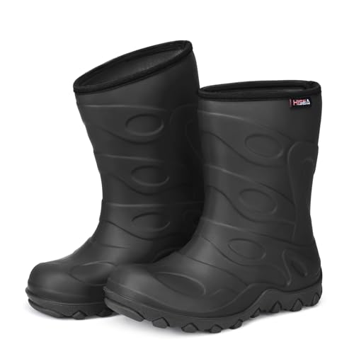HISEA Kids Rain Boots for Boys Girls Waterproof Insulated Easy-on Toddler Rubber Boots Lightweight Seamless Wide Mud Boot with Non-Slip Outsole for Outdoor Playing