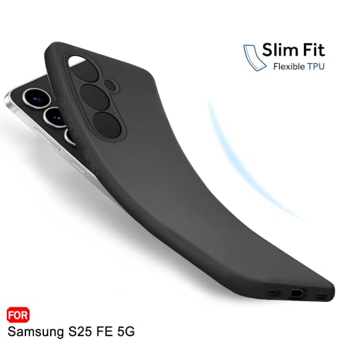 Image of TheGiftKart Sleek Back Cover Case for Samsung Galaxy S25 FE 5G | Slim Fit Protective Design | Ultra Matte Finish | Camera Protection Bump | Soft Silicon Back Case for Samsung S25 FE (Silicone, Black)