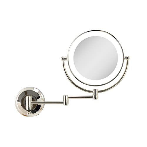 Zadro 11" Led Wall Mounted Makeup Mirror 10X/1X Shaving Mirror Cordless Or Battery Operated Vanity Mirrors For Wall (Large | 10X/1X | 11" X 14.5", Polished Nickel) #TOP6