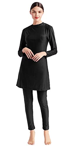 Maillots de bain musulmanes pour femme - Grande taille - Avec hijab - Maillot de bain islamique - Burkini - Natation modeste, noir, Taille XL Cover