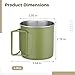 Funabridge 4 Camping Mugs Set, 8.5 Oz Stainless Steel Cups, Matcha Green, Portable Outdoor Cups