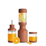 The Beast Mini Blender Plus | Mini Countertop Kitchen Blender | Blend Smoothies and Shakes, Dressings, Sauces, Dips | Extra Vessels, Straw Cap and Straws Included | 600W (Terra)
