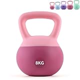 Fragraim Soft Kettlebell 8 kg - Bodenschonend und Leise, Eisensand-Kugelhantel mit ergonomischem Griff für Training zu Hause, Krafttraining - ideal für Damen und Herren - Rosa