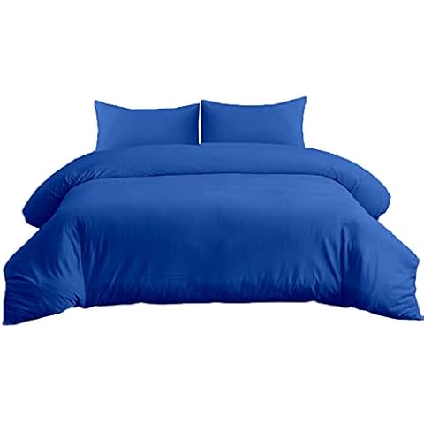 300 Thread Count 100% Pure Egyptian Cotton Duvet Cover With Pillowcase (Blue, King: 230x220cm) Cover