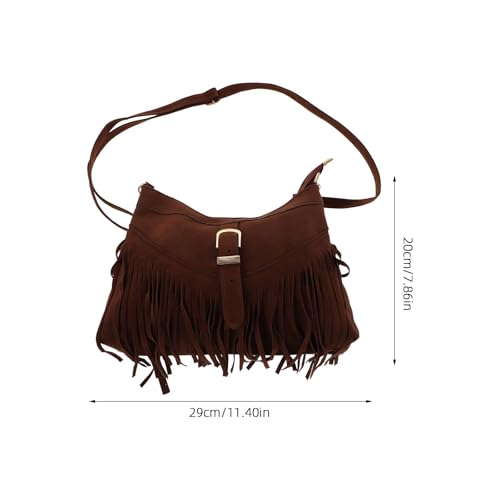 BESPORTBLE Suede Bag: Bohemian Suede Shoulder Bag - Retro Fringe Crossbody Purse - Woven Handbag For Travel Casual Outings And Ethnic Style Fashion2