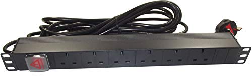 Image of Generic 6 Way UK PDU With 5M LEAD 19 Inch Rack Mount 1U