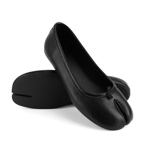 Image of VBDB Tabi Ballet Flats Shoes for Women Rounde Toe Wide Width Split Toe Low Heel Comfortable Flats Shoes
