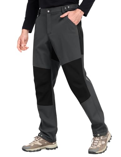 Xnova Pantalon Trekking Hombre Impermeables Pantalones de Trabajo Montaña Senderismo Pantalón Invierno Forro Polar Termico con Cintura Elastica Pantalon Tactico Cargo Pants, Gris, XXL