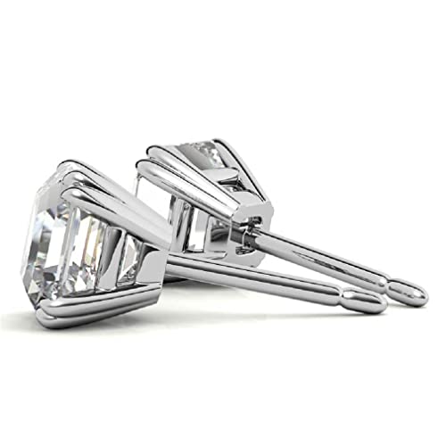 Handmade Solid White Gold Earring, 3 Tcw Asscher Cut Moissanite Diamond Stud Earring, Solitaire Moissanite Earring For Mdear217-Ash 0 #TOP1