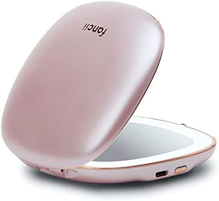 Fancii Compact Makeup Mirror with Natural LED Lights, 1x/ 10x Magnifying - Rechargeable, Portable, Lighted 4” Hand Mirror for Travel and Purses, Mila (Rose Gold)