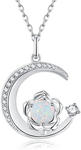 Sterling Silver Necklaces for Women January Birthstone Garnet Jewellery Moon Star Pendant Necklace, Anniversary Birthday Jewellery Gifts for Women Girls, Adjustable Chain