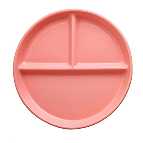 Porcelain Divided Plate, Elegant Round Portion Control Plates for Adults, Diet Dinner Plate with Compartments for Dessert Salad Steak Sushi Spaghetti(8 Inch)