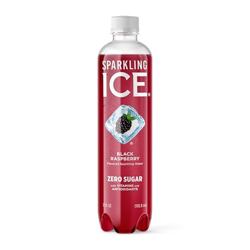 Image of Sparkling Ice, Black Raspberry Sparkling Water, Zero Sugar Flavored Water, with Antioxidants and Vitamins, 17 fl oz Bottle