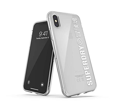 Coque iPhone XS Superdry antichoc transparente et blanche anti-rayures