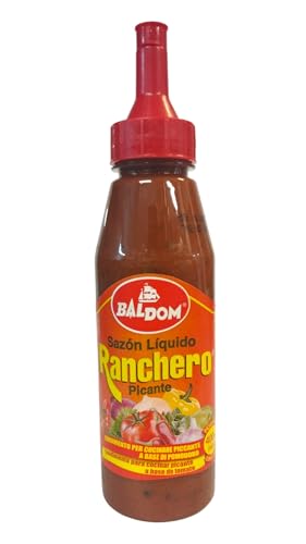 SAZON LIQUIDO RANCHERO PICANTE - BALDOM - CONDIMENTO PARA COCINAR PICANTE A BASE DE TOMATE - 400 ML