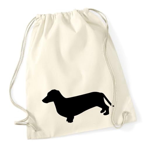 Huuraa Rucksack Dackel Silhouette Geschenk 12 Liter Natural Baumwolle Dackel Accessoire