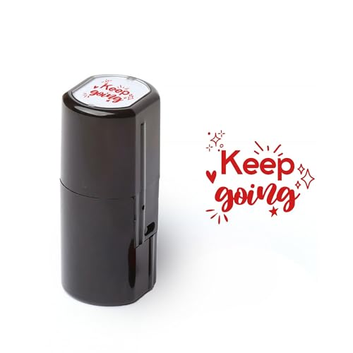 Self-Inking Teacher Stamps for Grading, Multicolor Assessment Stamp, Motivational Feedback Stamps, Homework Review Stamps, Praise Stamp Gift (Red, Keep-Going)