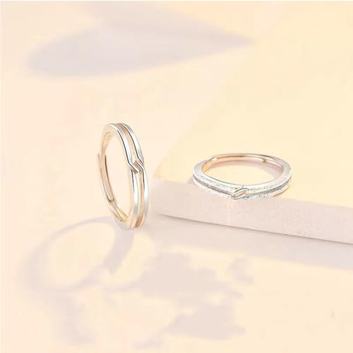 Bague fiançailles argent sterling 925 couple nœud réglable
