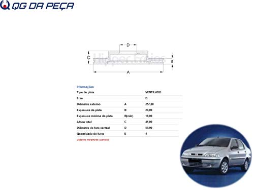 Disco de Freio Dianteiro Fiat Siena 1.6 16v ano 1997 a 2013