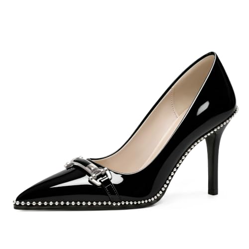 Image of Women's High Heel Pumps Stiletto Heel Pumps for Women Pointed Toe Heels Elegant Classic 3.5 Inch Beaded Pumps