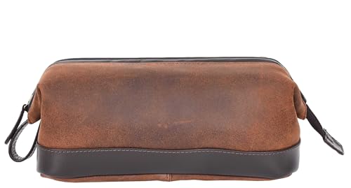 Trousse de toilette en cuir vintage marron : élégance rétro authentique pour voyager au masculin