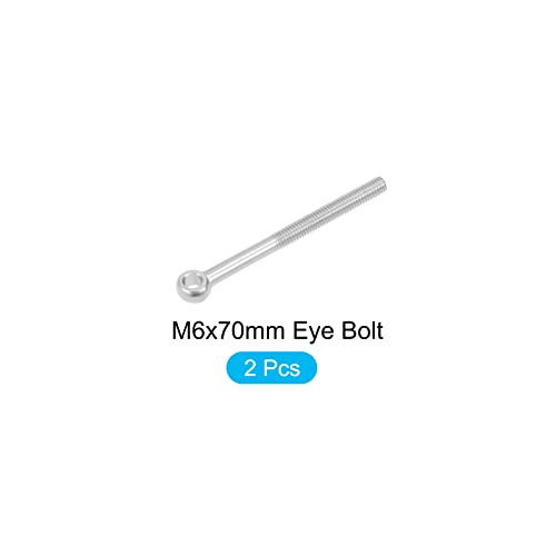Image of METALLIXITY Shoulder Swing Lifting Bolt (M6x70mm) 2Pcs, 304 Stainless Steel Eye Bolts - for Home Renovation, Pipeline Gate Valves Fasteners, Silver