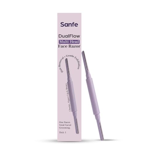 Image of Sanfe DualFlow Multi Head Face Razor for Women - Pack of 1 | Advanced Facial Hair Removal Tool for Face, Eyebrow and Upper Lip | Gentle and Safe | Smooth & Glowing Finish | Easy to Use