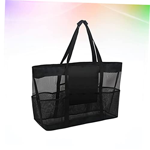 Practical Mesh Beach Tote Bag for Travel and Storage Portable Clothes Pouch for Bathroom Swimming and Family Use Black4