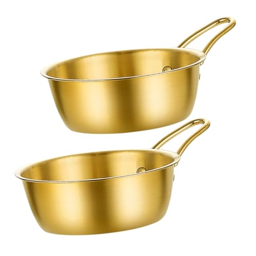 CLISPEED 2 piezas Tazones de Acero Inoxidable con Asa Dorada Estilo Coreano para Arroz y Sopa Vajilla Resistente para Hogar y Restaurante