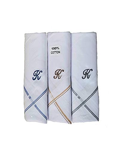 Image of GOLU MOLU Cotton White Formal Handkerchief Pack Of 6 | Office Travel Daily Use | Custom Initial Design | Free Size | Cotton Fabric | Customised N95 Mask Included