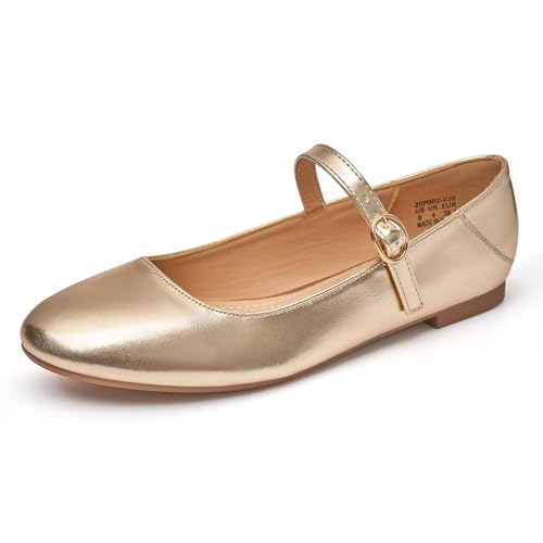 Image of Rekayla Flats for Women Mary Jane Shoes Women Round Toe Ballet Flats with Buckle Strap Comfortable Dress Shoes for Work Casual Daily Wear
