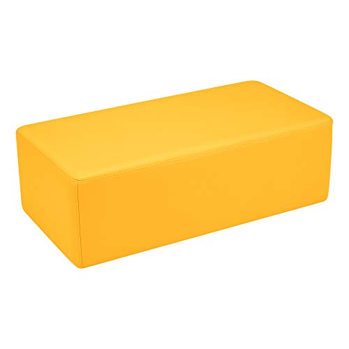 Image of Sprogs 12 inch H Structured Rectangle Stool -Flexible Modular Collaborative Soft Seating for Office, Home, Lounge and School Classrooms with Durable Frame & Set of 2 inch Casters Add-on -Yellow