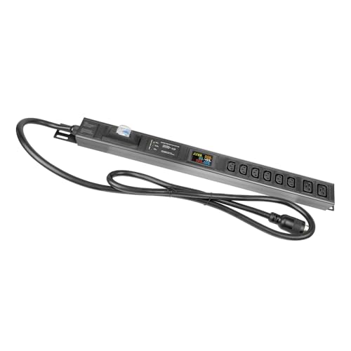 Multi Metered-Breaker-Surge Protection PDU, 240V, L6-30P, 30A, 7200watts, (6) C13 & (2) C19 Outlets, Crypto Mining, Data Center, 1U Racking, Network, Power Distribution Unit