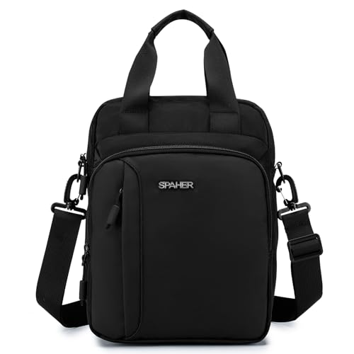SPAHER Bolso Hombre Bandolera Grande Bolso Caballero Bandolera Hombre Bolso Bandolera Hombre Bolsos Hombre Mariconeras para 11' Ipad Bolsos de Hombre Bandolera para Negocios Uso Diario Viajes
