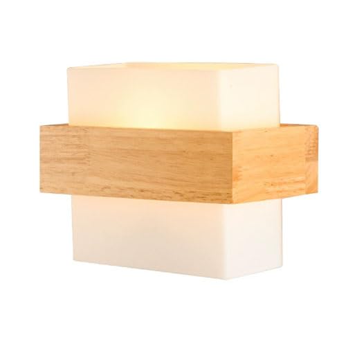 Lámpara de pared rústica HAIDU de madera y vidrio E26 para iluminación interior en salón